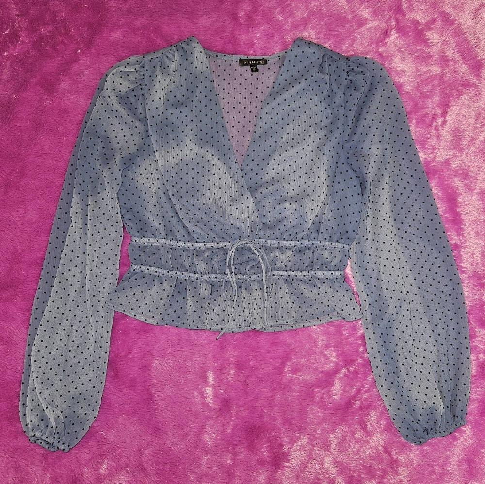 Blue polka dots top
